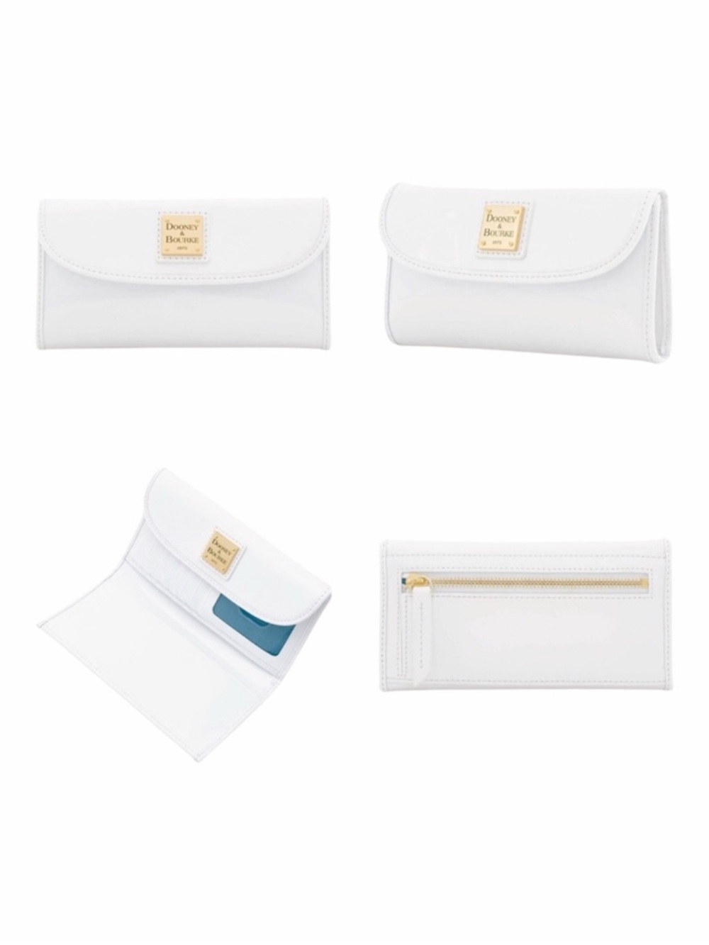 Dooney & Bourke The Patent Collection White Patent Continental Clutch Wallet